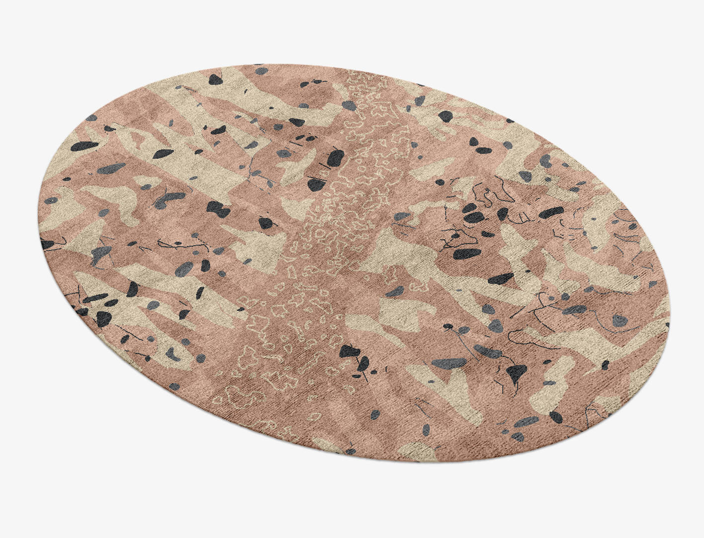 Chip Terrazzo Play Oval Hand Knotted Bamboo Silk Custom Rug by Rug Artisan