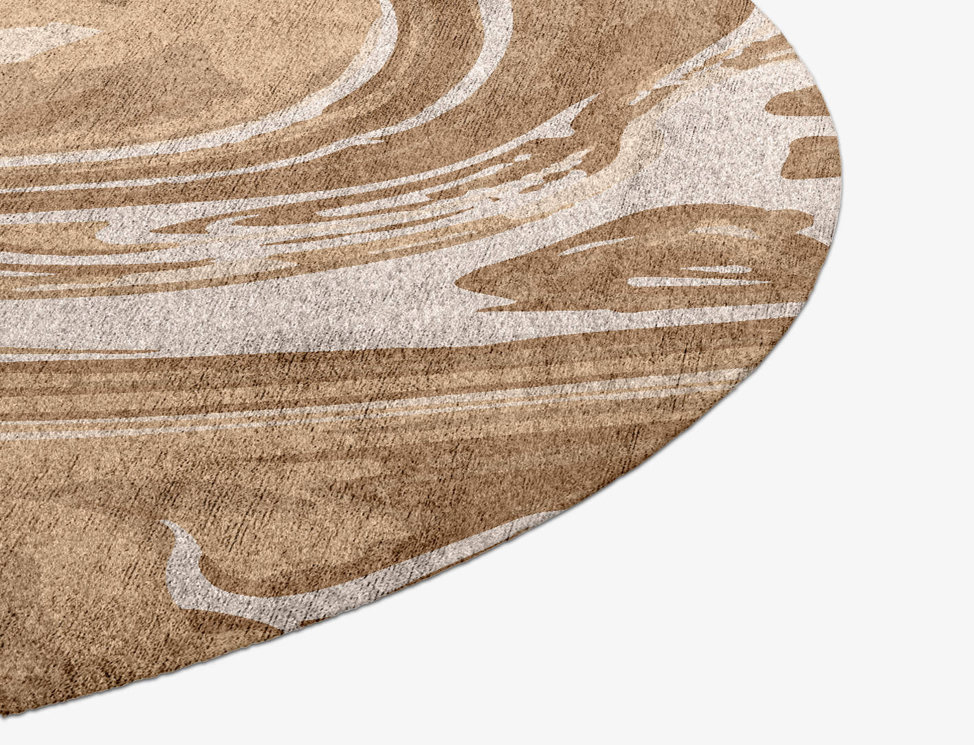Chocolate Swirl Surface Art Round Hand Knotted Bamboo Silk Custom Rug by Rug Artisan