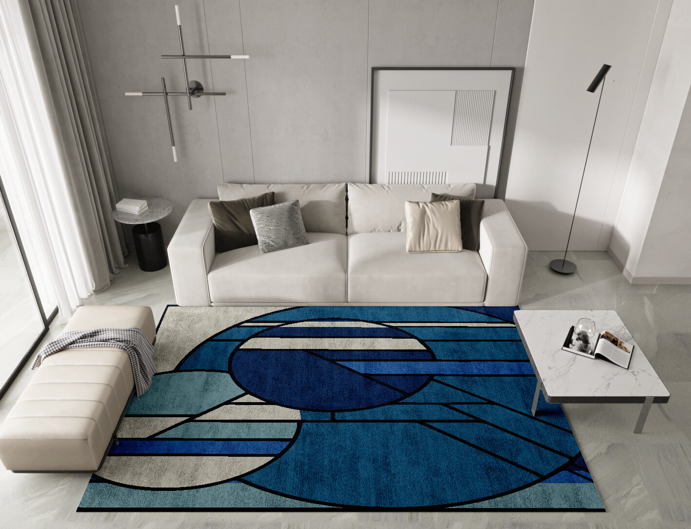 Chords Geometric Rectangle Hand Knotted Bamboo Silk Custom Rug by Rug Artisan