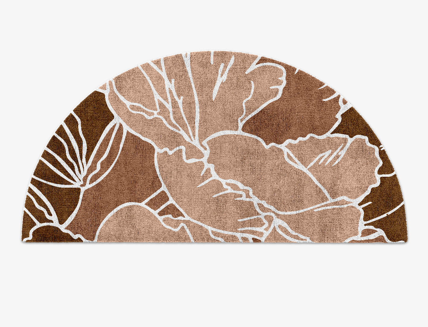 Chrysanthemum Field of Flowers Halfmoon Hand Knotted Bamboo Silk Custom Rug by Rug Artisan