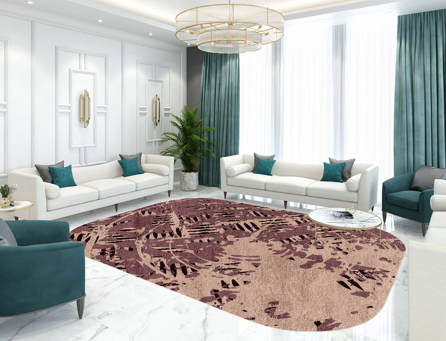 Cinq Abstract Oblong Hand Knotted Bamboo Silk Custom Rug by Rug Artisan
