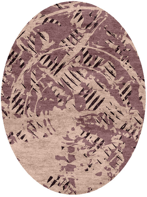 Cinq Abstract Oval Hand Knotted Bamboo Silk Custom Rug by Rug Artisan
