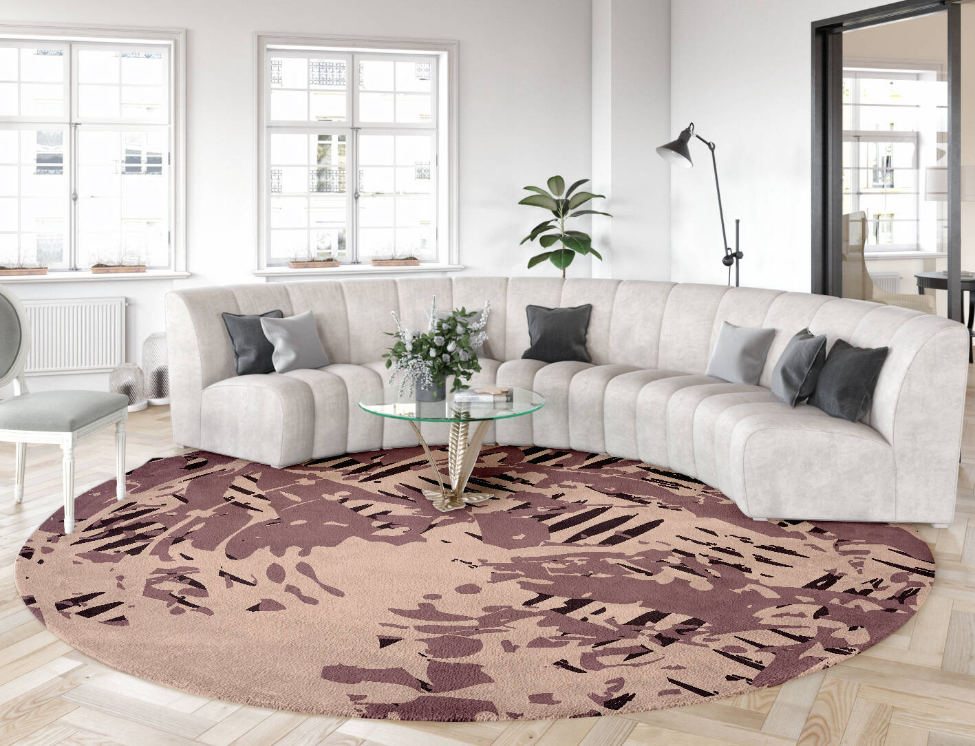 Cinq Abstract Round Hand Tufted Pure Wool Custom Rug by Rug Artisan