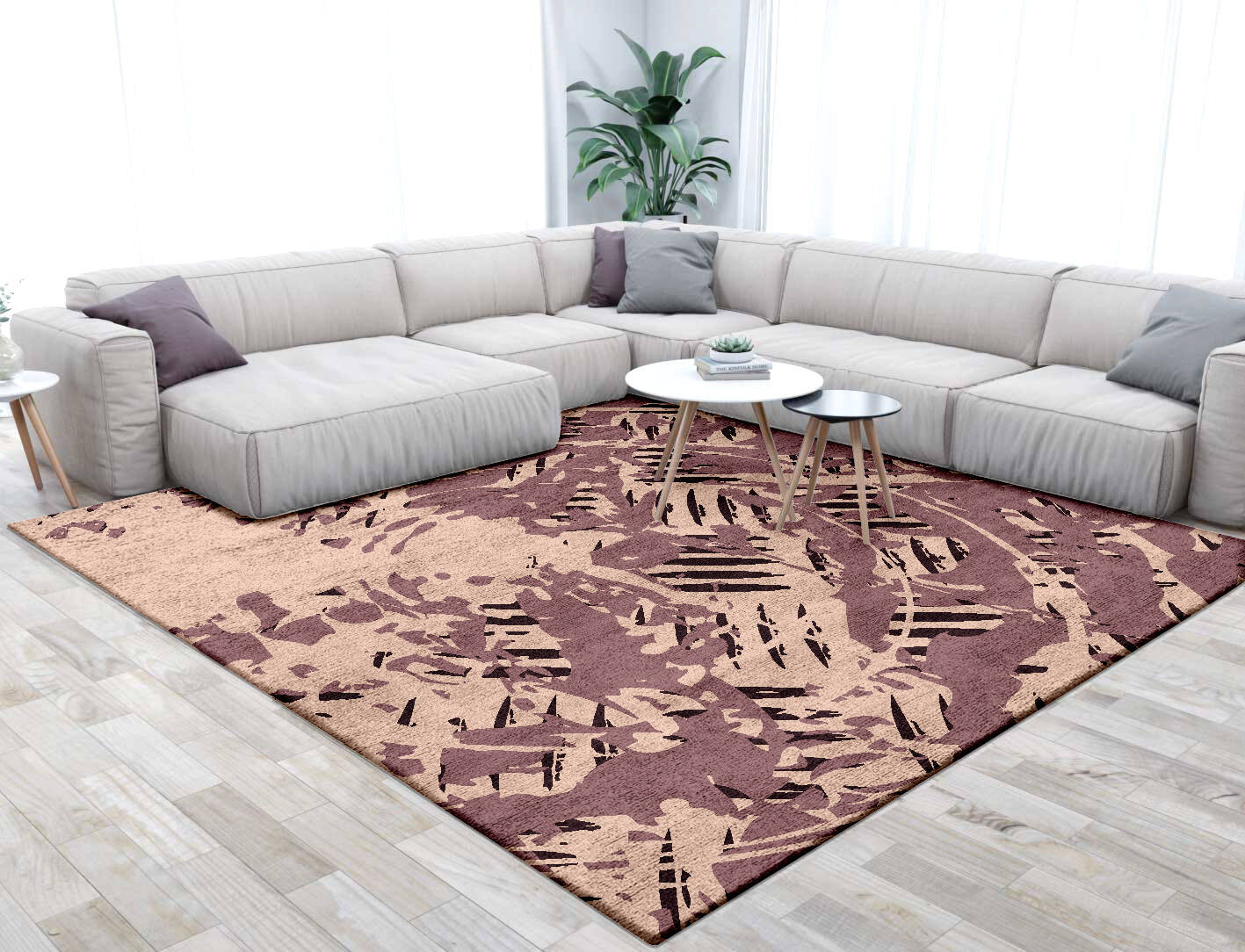 Cinq Abstract Square Hand Tufted Bamboo Silk Custom Rug by Rug Artisan