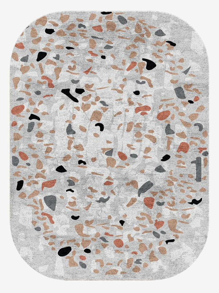 Citrine Terrazzo Play Oblong Hand Knotted Bamboo Silk Custom Rug by Rug Artisan