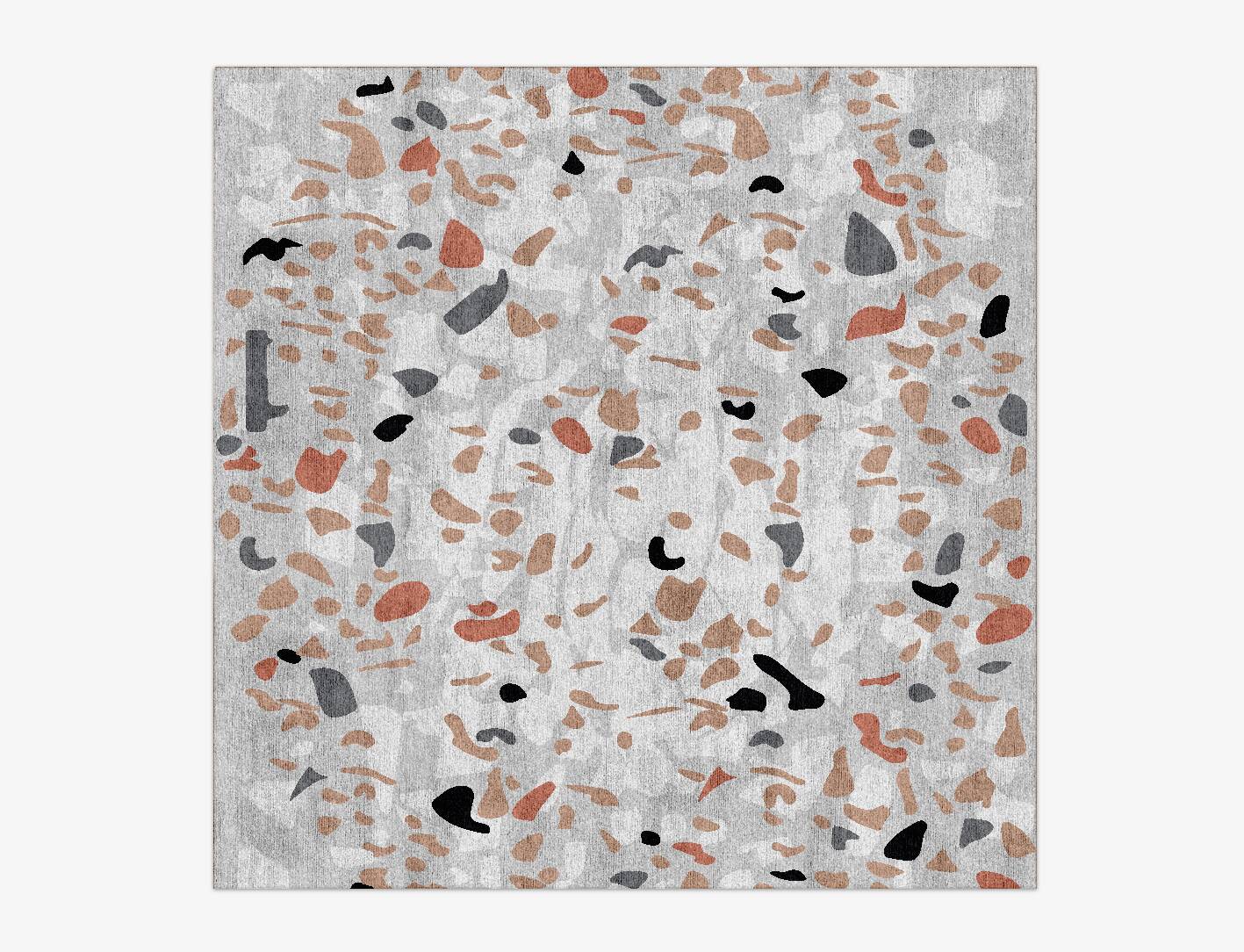 Citrine Terrazzo Play Square Hand Knotted Bamboo Silk Custom Rug by Rug Artisan