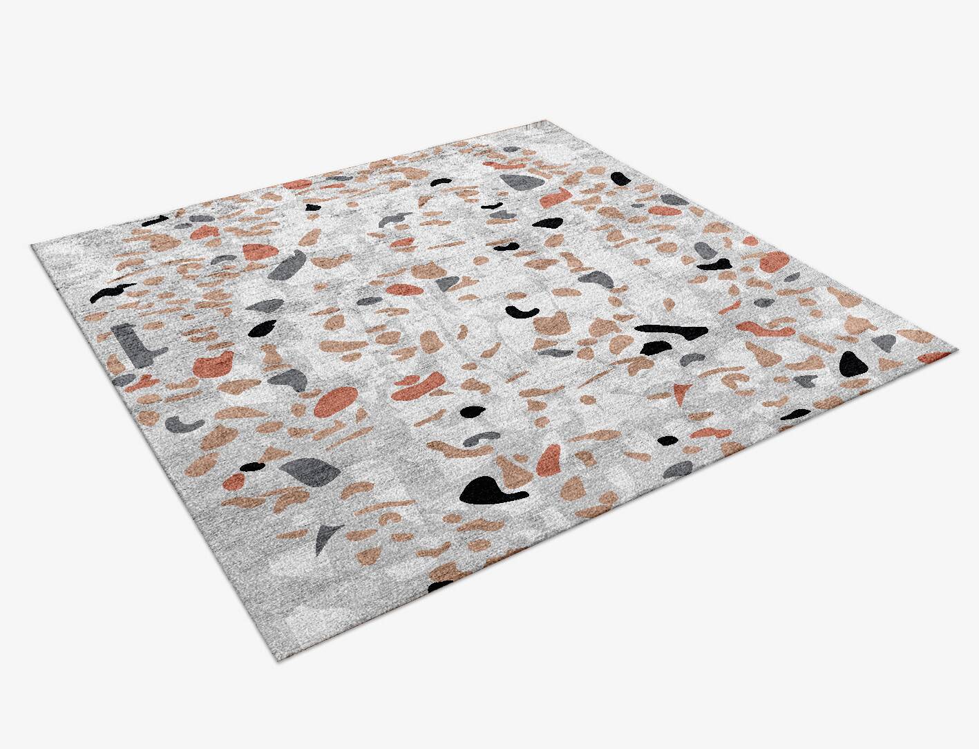 Citrine Terrazzo Play Square Hand Knotted Bamboo Silk Custom Rug by Rug Artisan
