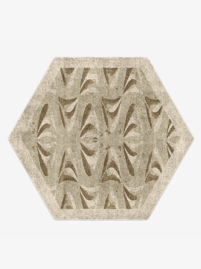 Clamshell Origami Hexagon Hand Knotted Bamboo Silk Custom Rug by Rug Artisan