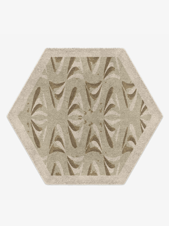 Clamshell Origami Hexagon Hand Knotted Tibetan Wool Custom Rug by Rug Artisan