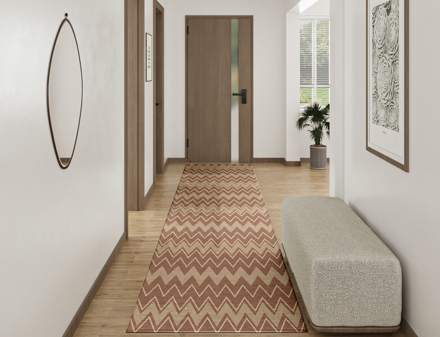 Clash Geometric Runner Hand Knotted Bamboo Silk Custom Rug by Rug Artisan