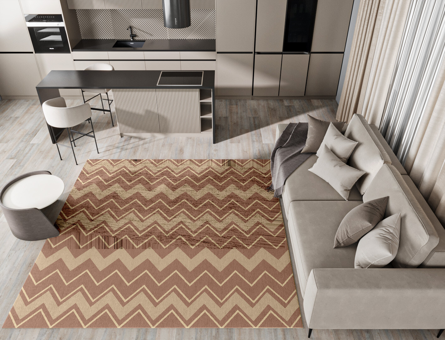 Clash Geometric Square Hand Knotted Bamboo Silk Custom Rug by Rug Artisan