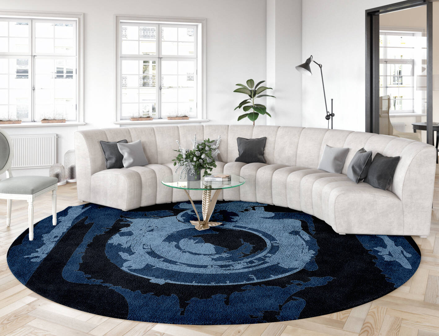 Classique Abstract Round Hand Tufted Bamboo Silk Custom Rug by Rug Artisan