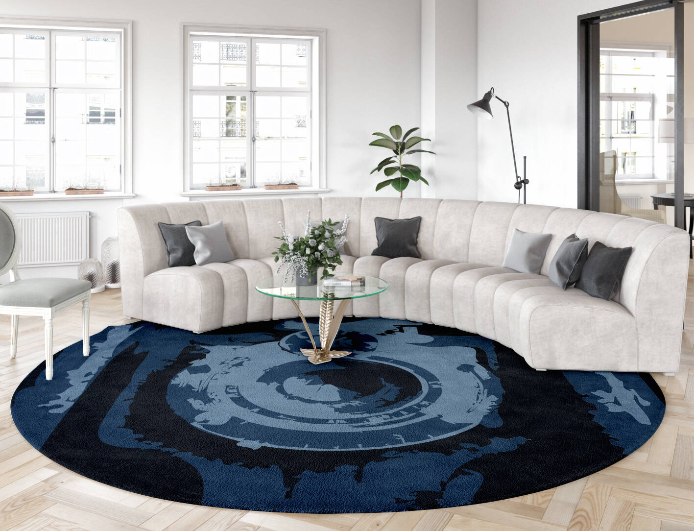 Classique Abstract Round Hand Tufted Pure Wool Custom Rug by Rug Artisan