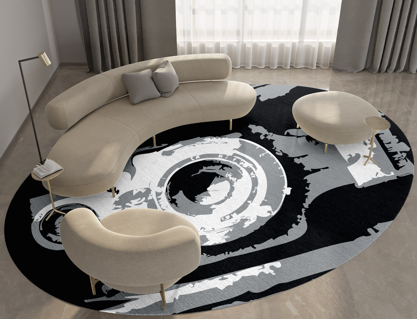 Classique Grey Monochrome Oval Hand Knotted Tibetan Wool Custom Rug by Rug Artisan