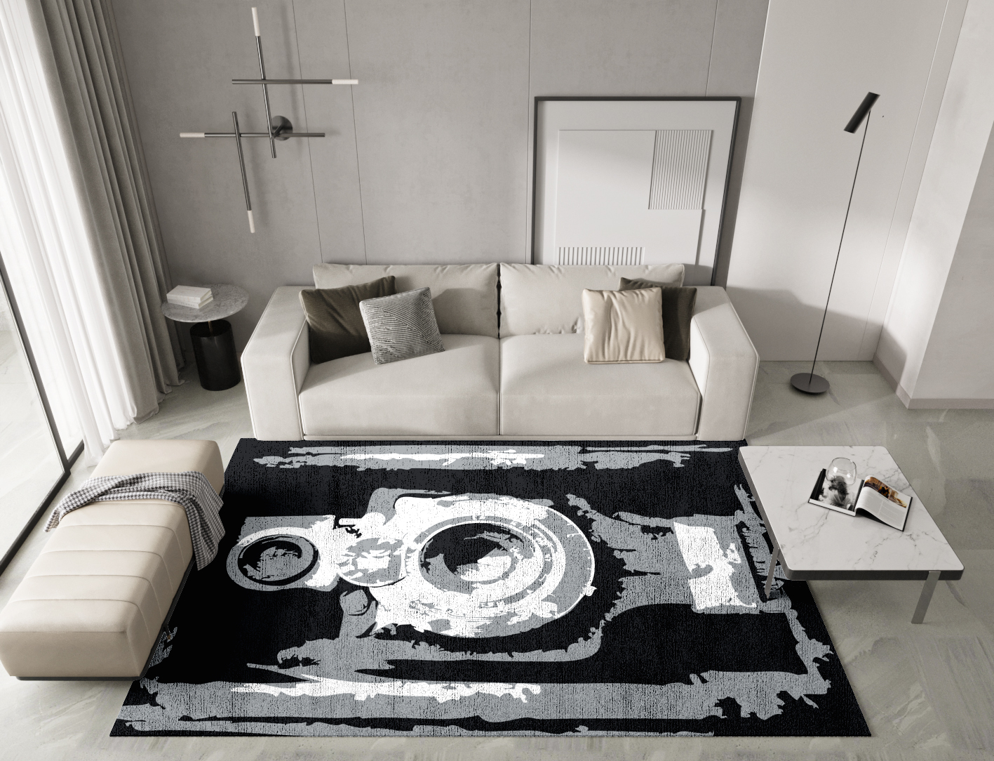 Classique Grey Monochrome Rectangle Hand Knotted Bamboo Silk Custom Rug by Rug Artisan