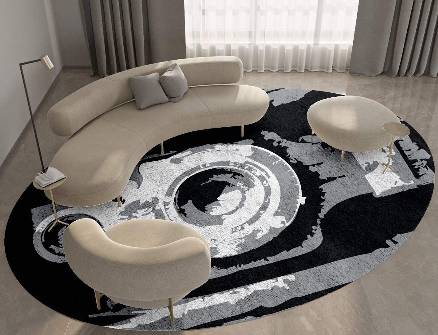 Classique Grey Monochrome Oval Hand Tufted Bamboo Silk Custom Rug by Rug Artisan