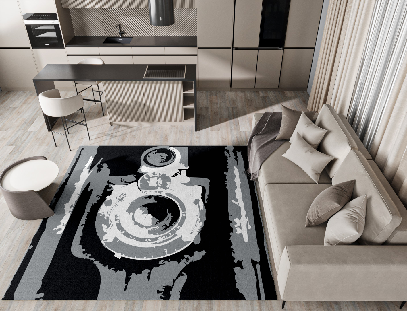 Classique Grey Monochrome Square Hand Tufted Pure Wool Custom Rug by Rug Artisan