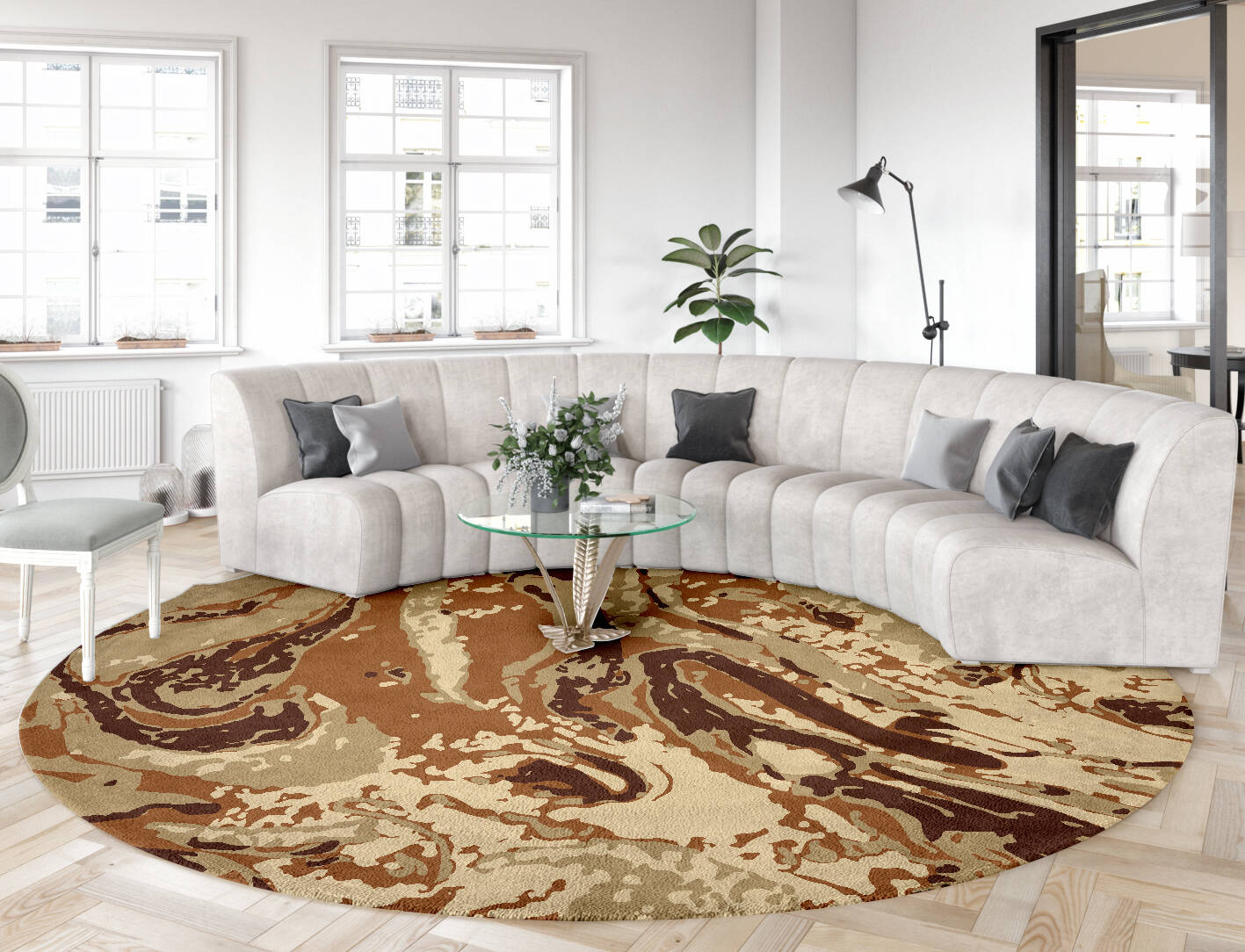 Claybed Surface Art Round Hand Tufted Pure Wool Custom Rug by Rug Artisan