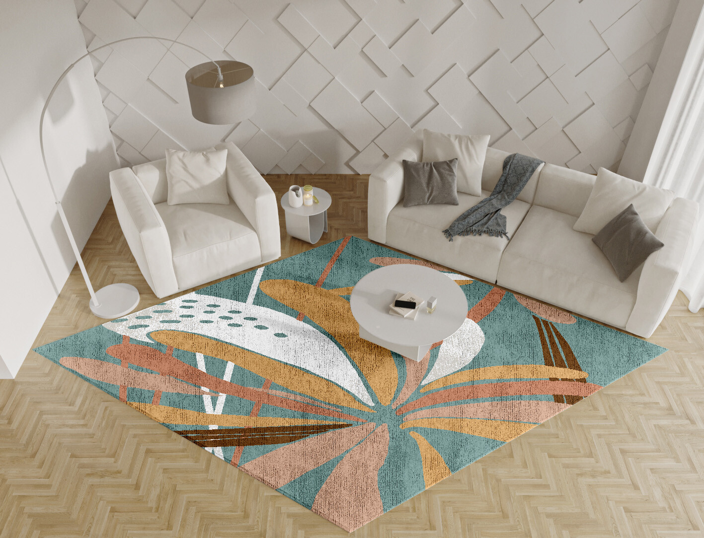 Cleome Field of Flowers Diamond Hand Knotted Bamboo Silk Custom Rug by Rug Artisan