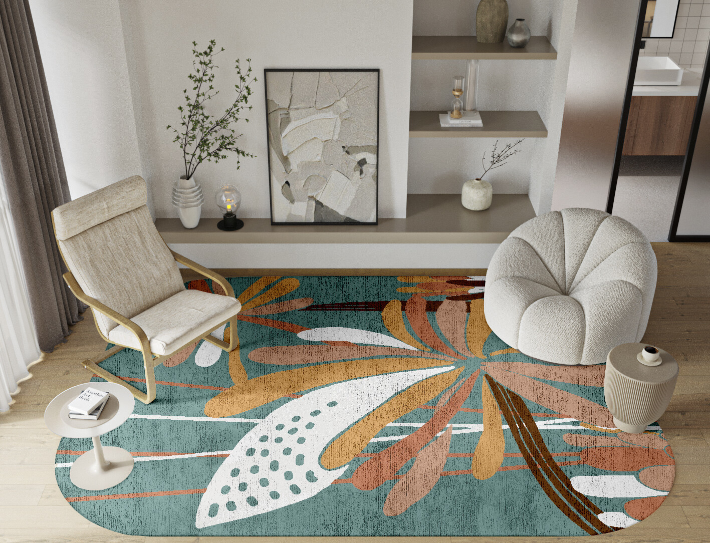 Cleome Field of Flowers Oblong Hand Knotted Bamboo Silk Custom Rug by Rug Artisan