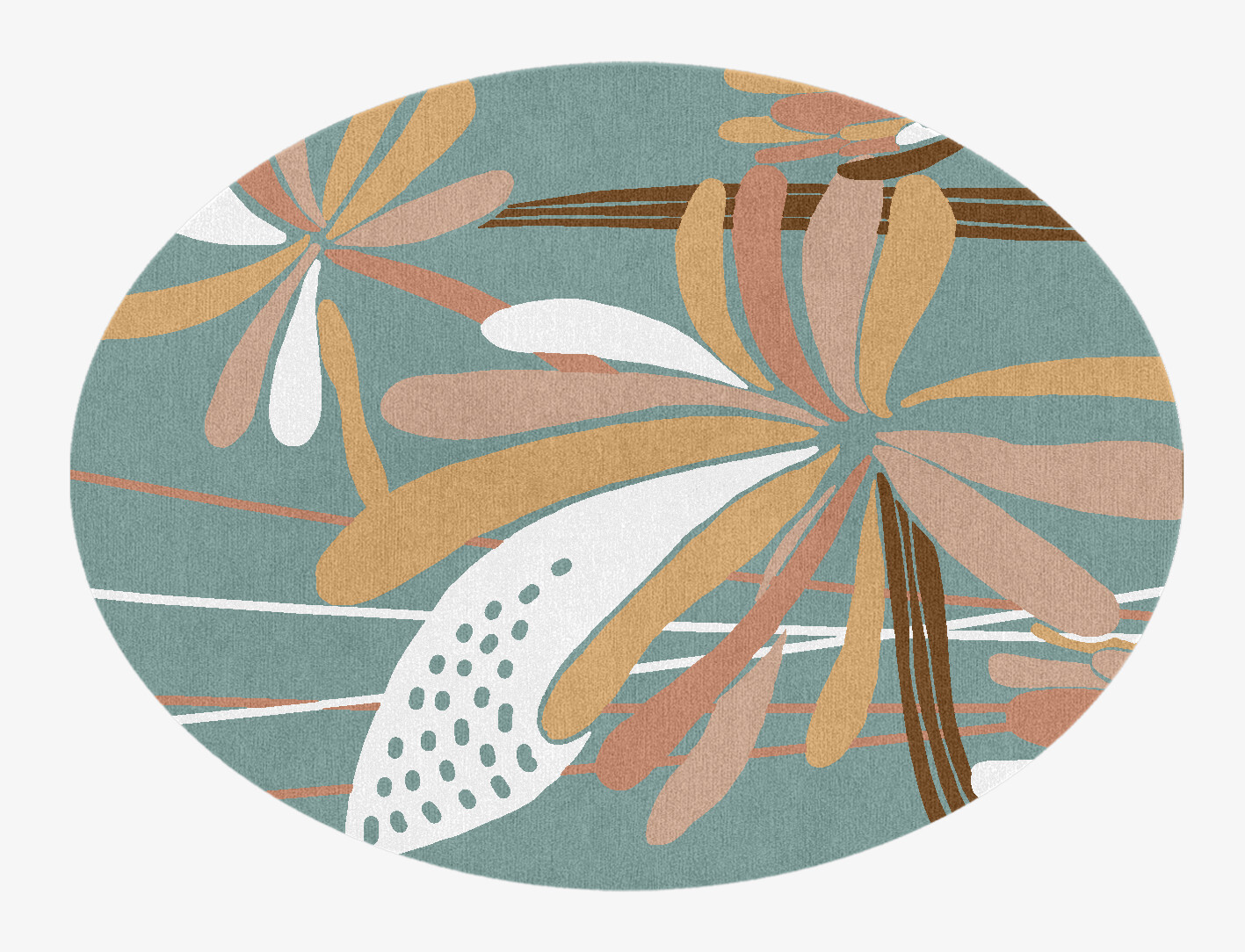 Cleome Field of Flowers Oval Hand Knotted Tibetan Wool Custom Rug by Rug Artisan