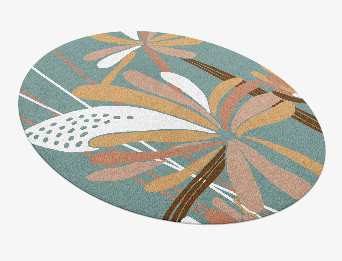 Cleome Field of Flowers Oval Hand Knotted Tibetan Wool Custom Rug by Rug Artisan