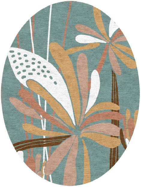 Cleome Field of Flowers Oval Hand Knotted Tibetan Wool Custom Rug by Rug Artisan