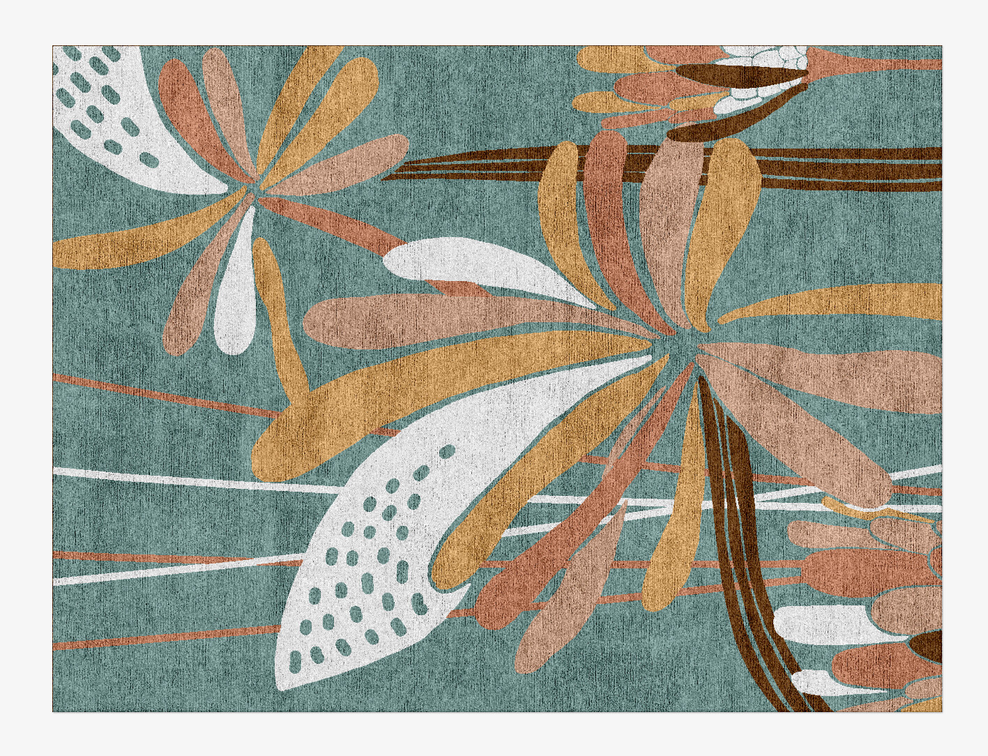 Cleome Field of Flowers Rectangle Hand Knotted Bamboo Silk Custom Rug by Rug Artisan