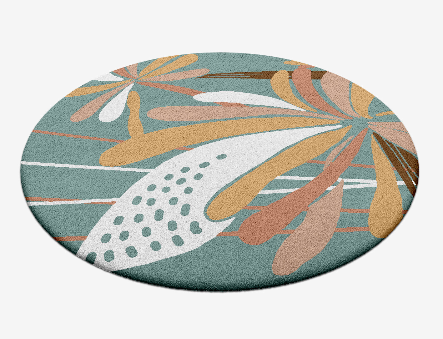 Cleome Field of Flowers Round Hand Tufted Pure Wool Custom Rug by Rug Artisan