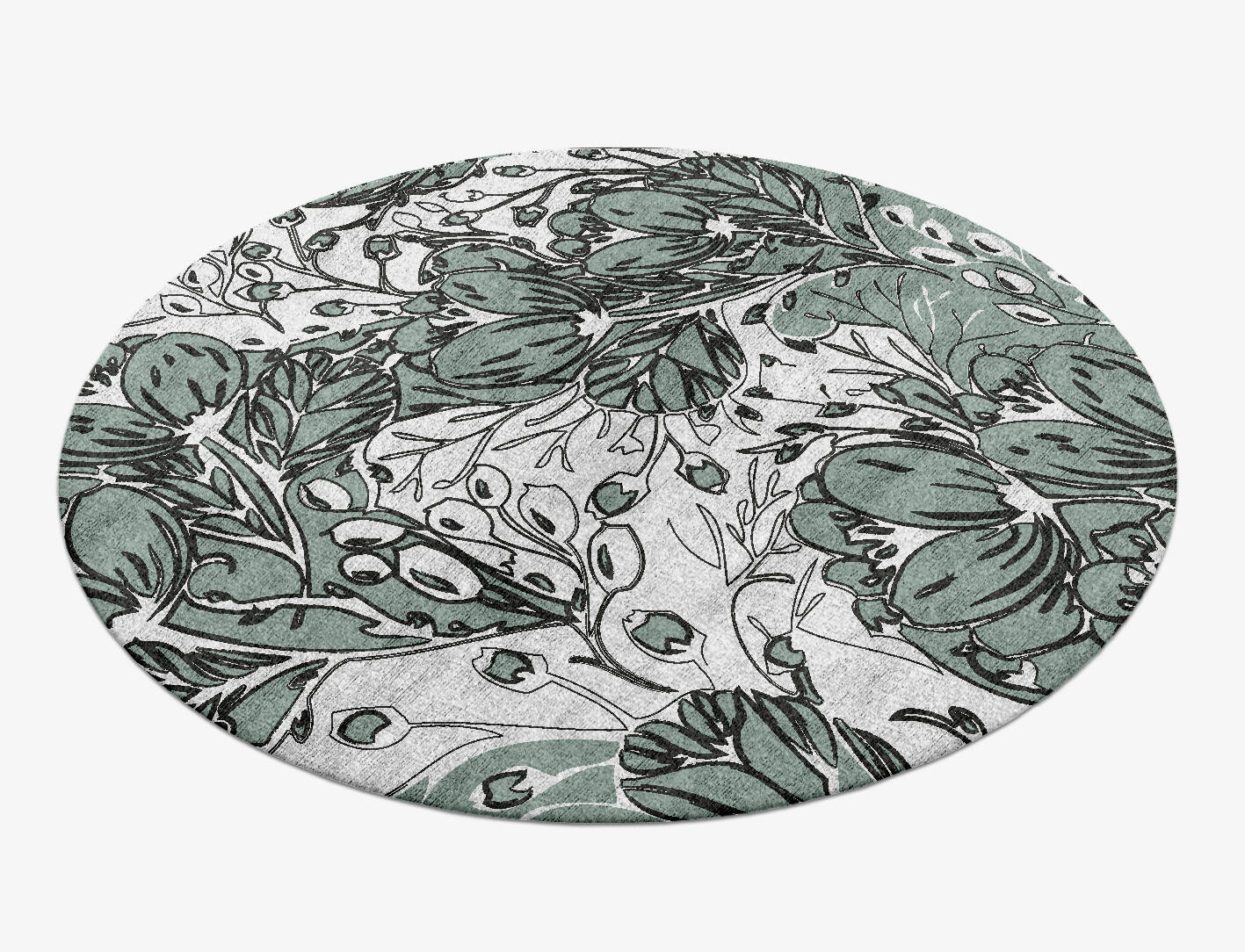 Clover Floral Round Hand Knotted Bamboo Silk Custom Rug by Rug Artisan