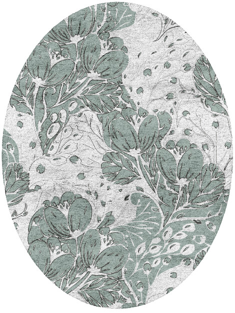 Clover Floral Oval Hand Tufted Bamboo Silk Custom Rug by Rug Artisan