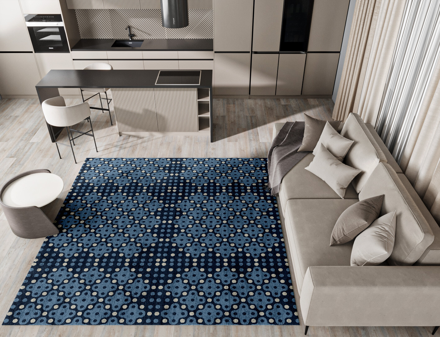 Cluster Geometric Square Hand Tufted Bamboo Silk Custom Rug by Rug Artisan