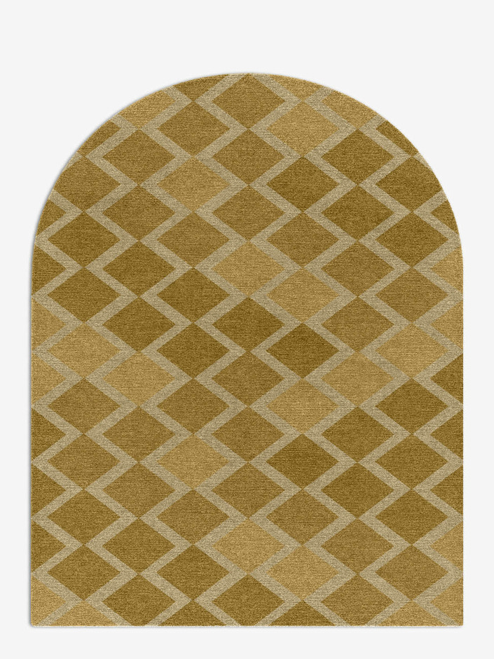 Coffee Patch Modern Geometrics Arch Hand Knotted Tibetan Wool Custom Rug by Rug Artisan