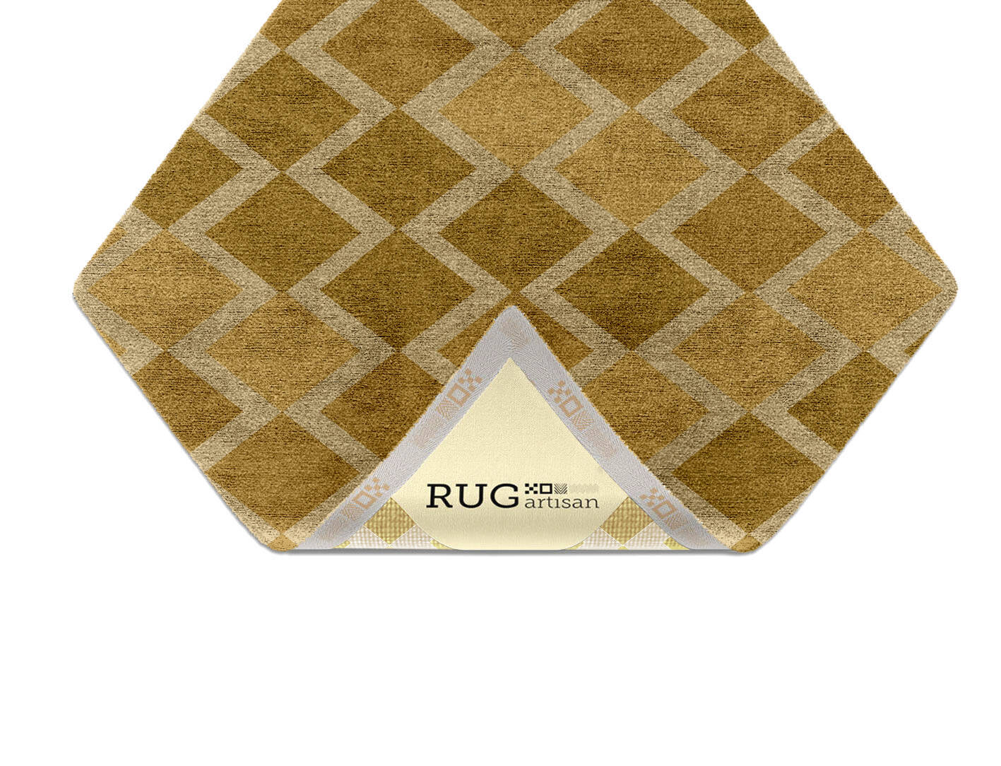 Coffee Patch Modern Geometrics Diamond Hand Knotted Bamboo Silk Custom Rug by Rug Artisan
