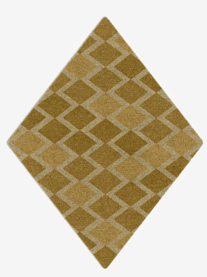 Coffee Patch Modern Geometrics Diamond Hand Knotted Tibetan Wool Custom Rug by Rug Artisan