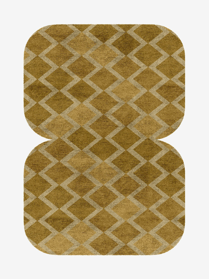 Coffee Patch Modern Geometrics Eight Hand Knotted Bamboo Silk Custom Rug by Rug Artisan