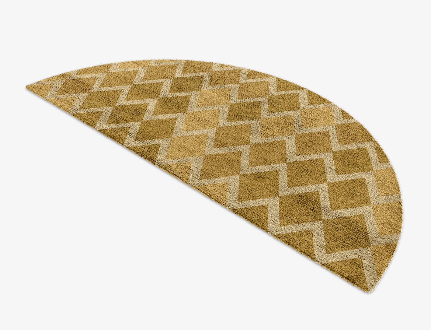 Coffee Patch Modern Geometrics Halfmoon Hand Knotted Bamboo Silk Custom Rug by Rug Artisan