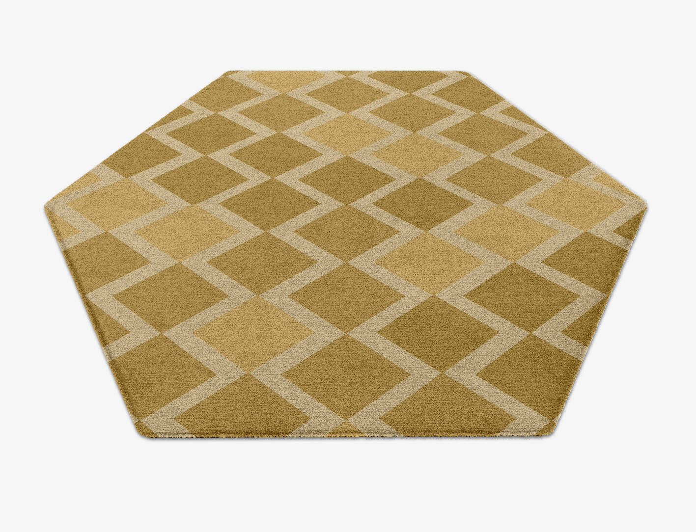 Coffee Patch Modern Geometrics Hexagon Hand Knotted Tibetan Wool Custom Rug by Rug Artisan