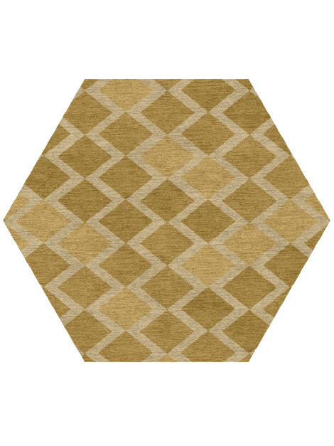 Coffee Patch Modern Geometrics Hexagon Hand Knotted Tibetan Wool Custom Rug by Rug Artisan