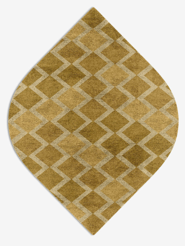 Coffee Patch Modern Geometrics Ogee Hand Knotted Bamboo Silk Custom Rug by Rug Artisan