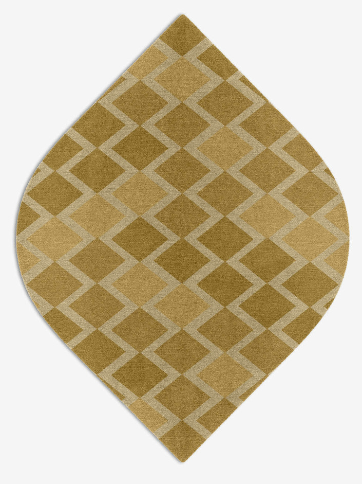 Coffee Patch Modern Geometrics Ogee Hand Knotted Tibetan Wool Custom Rug by Rug Artisan