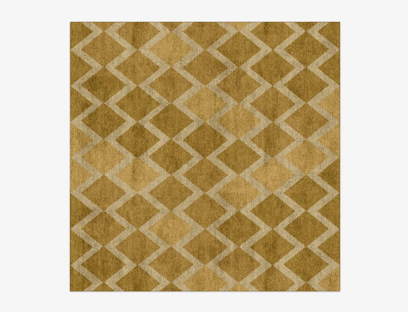 Coffee Patch Modern Geometrics Square Hand Knotted Bamboo Silk Custom Rug by Rug Artisan