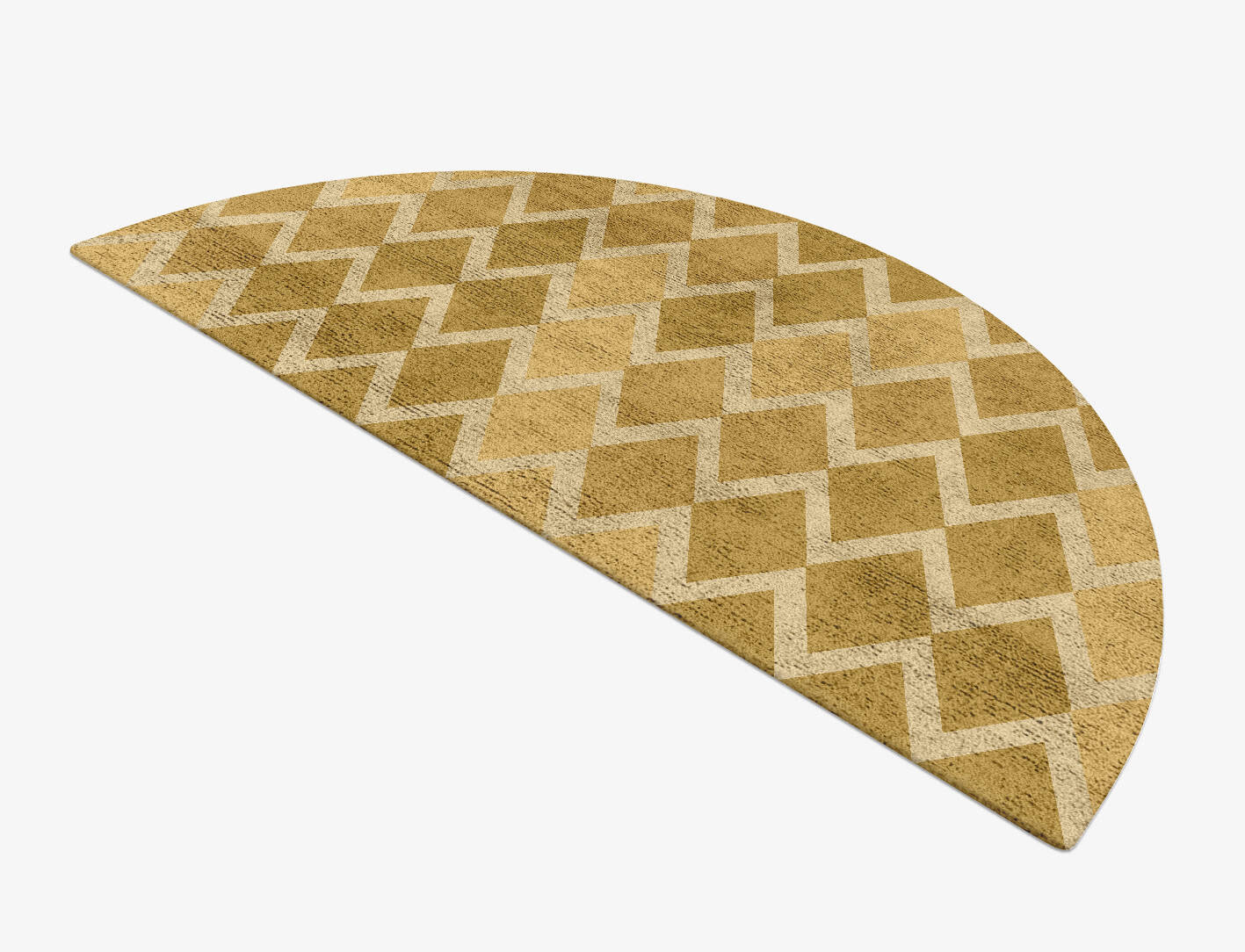 Coffee Patch Modern Geometrics Halfmoon Hand Tufted Bamboo Silk Custom Rug by Rug Artisan