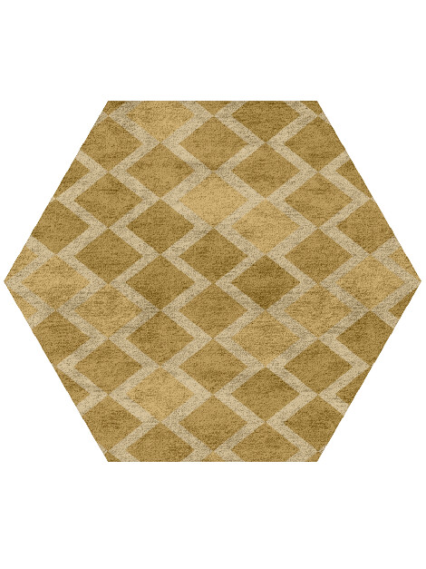Coffee Patch Modern Geometrics Hexagon Hand Tufted Bamboo Silk Custom Rug by Rug Artisan