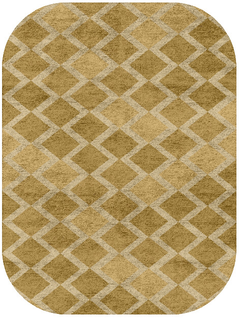 Coffee Patch Modern Geometrics Oblong Hand Tufted Bamboo Silk Custom Rug by Rug Artisan
