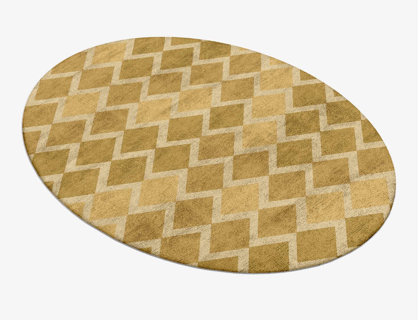 Coffee Patch Modern Geometrics Oval Hand Tufted Bamboo Silk Custom Rug by Rug Artisan