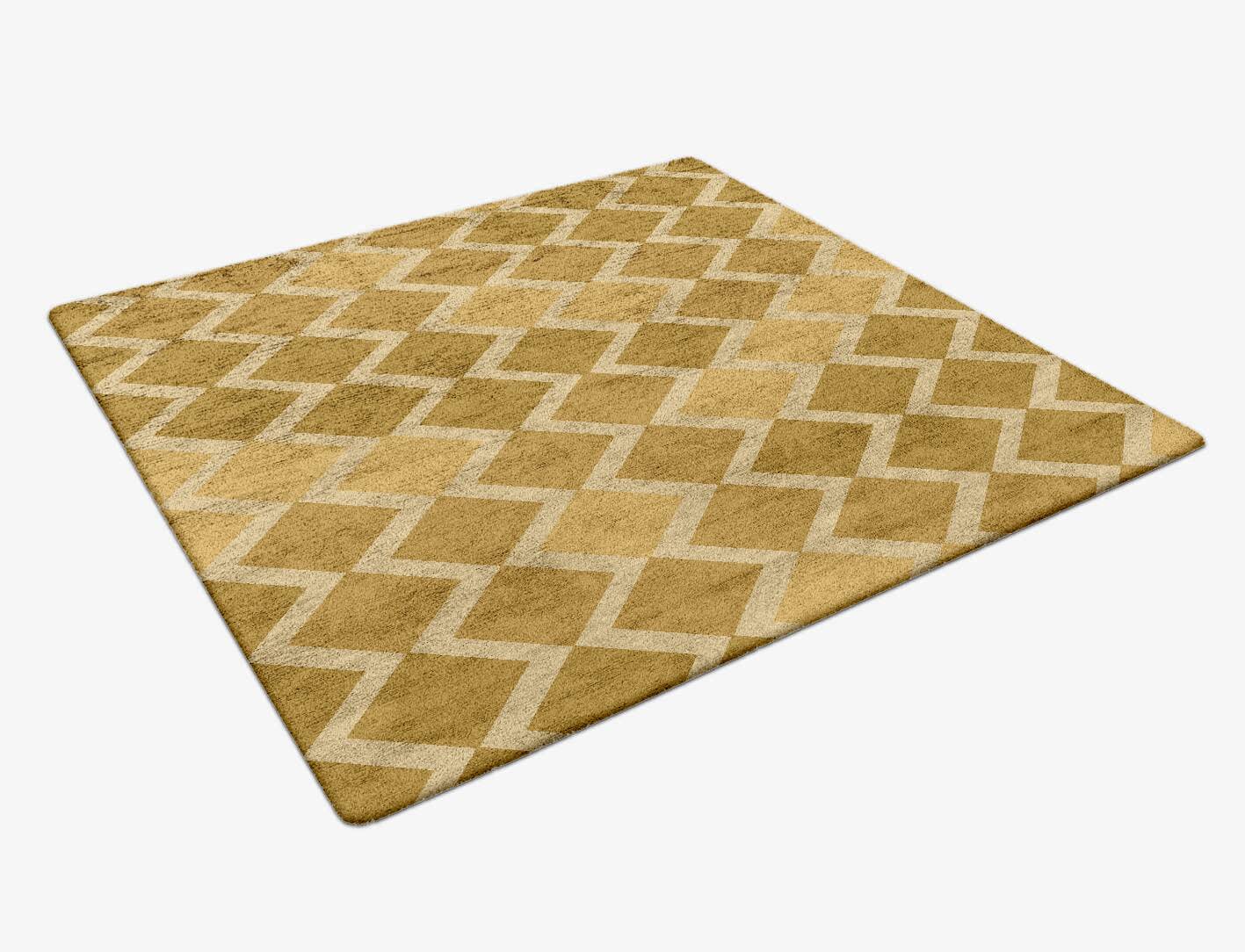 Coffee Patch Modern Geometrics Square Hand Tufted Bamboo Silk Custom Rug by Rug Artisan