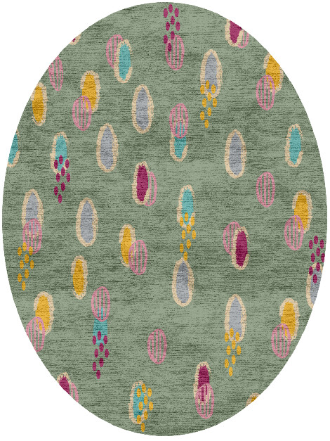 Color Prints Kids Oval Hand Knotted Bamboo Silk Custom Rug by Rug Artisan