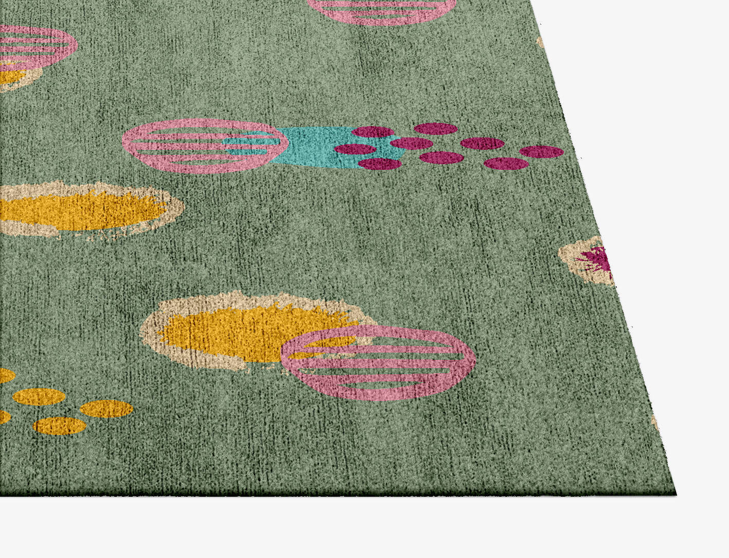 Color Prints Kids Square Hand Knotted Bamboo Silk Custom Rug by Rug Artisan
