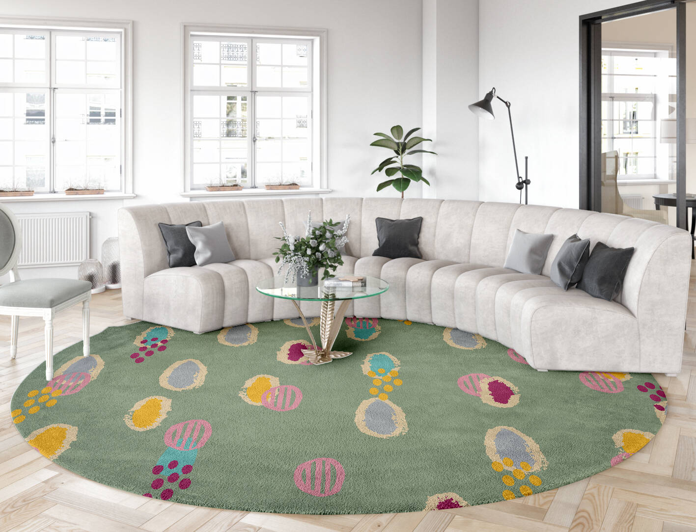 Color Prints Kids Round Hand Tufted Pure Wool Custom Rug by Rug Artisan